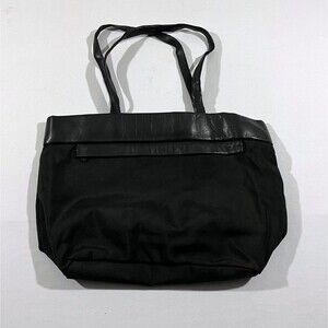 Tumi Travel Tote Nylon Black Leather Trim Medium Shoulder Bag Zipper Carry On